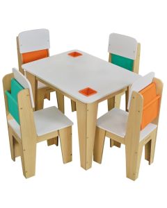 Kidkraft Set tavolo in legno con tasche portaoggetti e 4 sedie