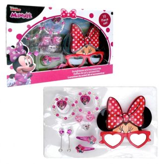 Minnie Set Regalo Occhiali Sagomati e Gioielli