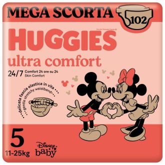 Huggies Ultra Comfort Mega Pack Taglia 5 102 Pannolini Mickey e Minnie