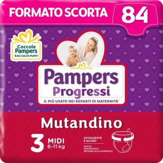 Pampers Progressi Mutandino Taglia 3 Pacco Scorta da 4 Confezioni 84 Pannolini
