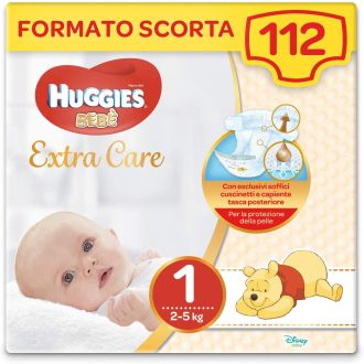 Pacco Scorta Extra Care Bebé Taglia 1 112 Pannolini Huggies